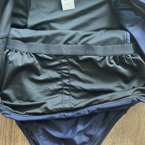 NWT J.Crew Ruched Squareneck One-Piece Swimsuit Navy Blue Size 24 - Picture 3 of 4